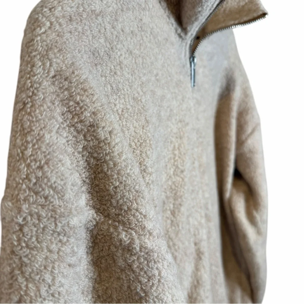 Babaton Oatmeal Wool Blend Half Zip Oversized Sweater Cozy Aritzia Small